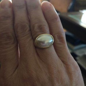 Large Mabe Pearl Ring, 14k gold, size 6 1/2  - 7
